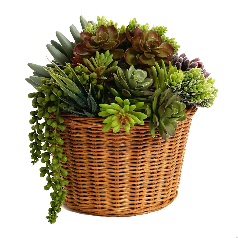 Pastoral grass woven rattan garden large flower pot woven home living room ornaments without leakage gardening flower basket
