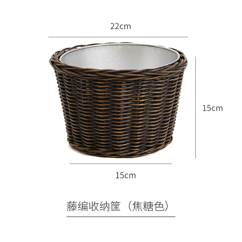 Pastoral grass woven rattan garden large flower pot woven home living room ornaments without leakage gardening flower basket - Image 3