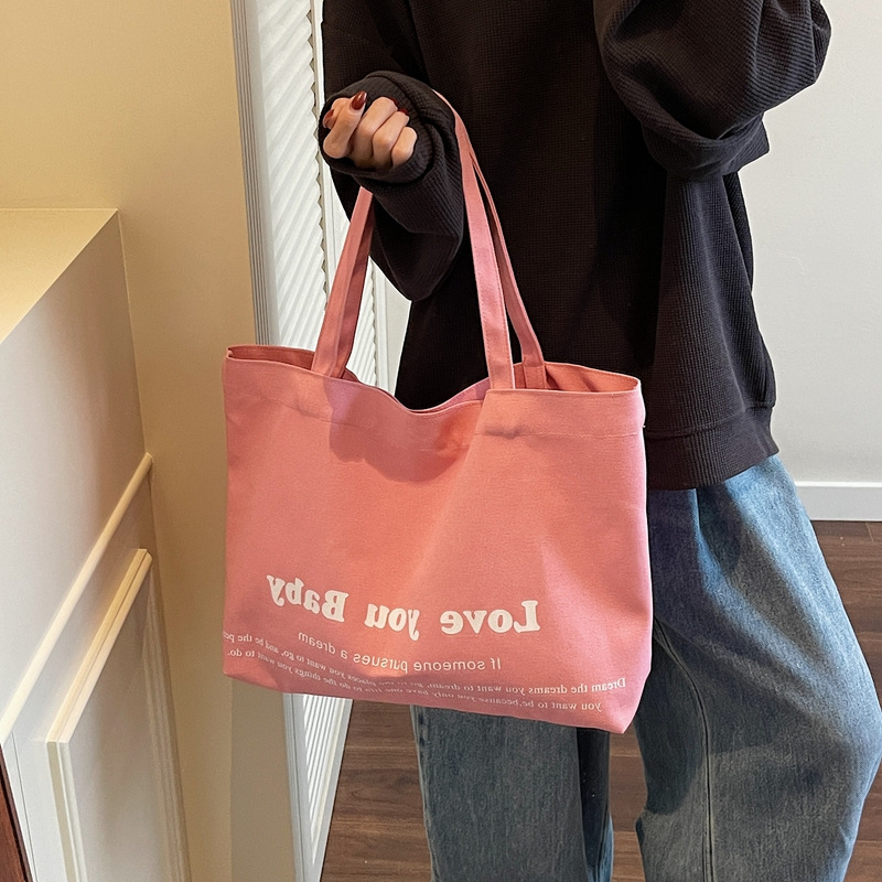 Students' large-capacity commuting tote bag for class for women's letters fashionable solid color casual armpit shoulder bag - Image 2