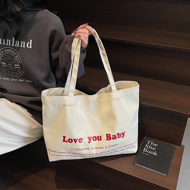 Students' large-capacity commuting tote bag for class for women's letters fashionable solid color casual armpit shoulder bag - Image 3