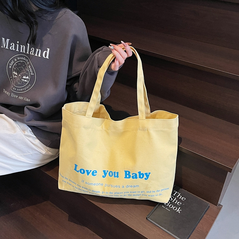 Students' large-capacity commuting tote bag for class for women's letters fashionable solid color casual armpit shoulder bag - Image 4