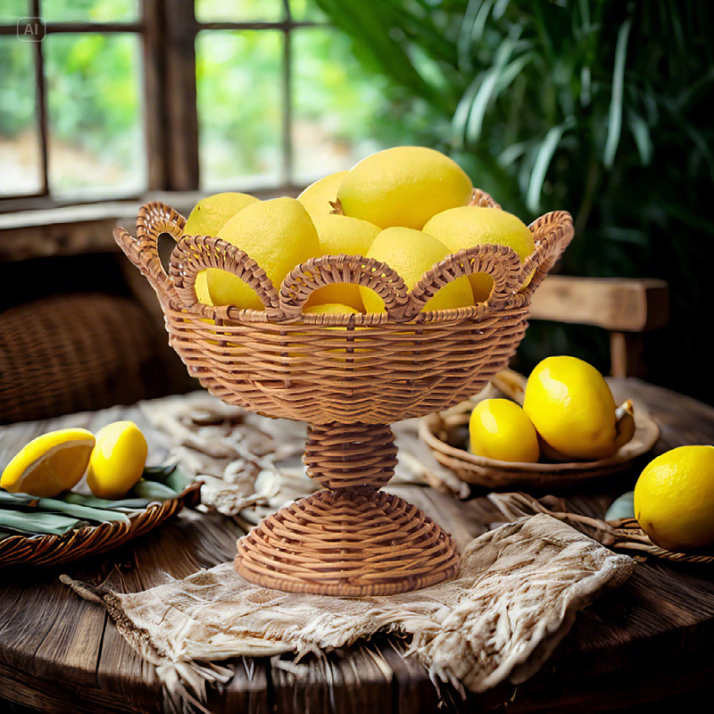 Natural rattan fruit basket living room household storage basket children's toy snack basket remote control miscellaneous basket - Image 6