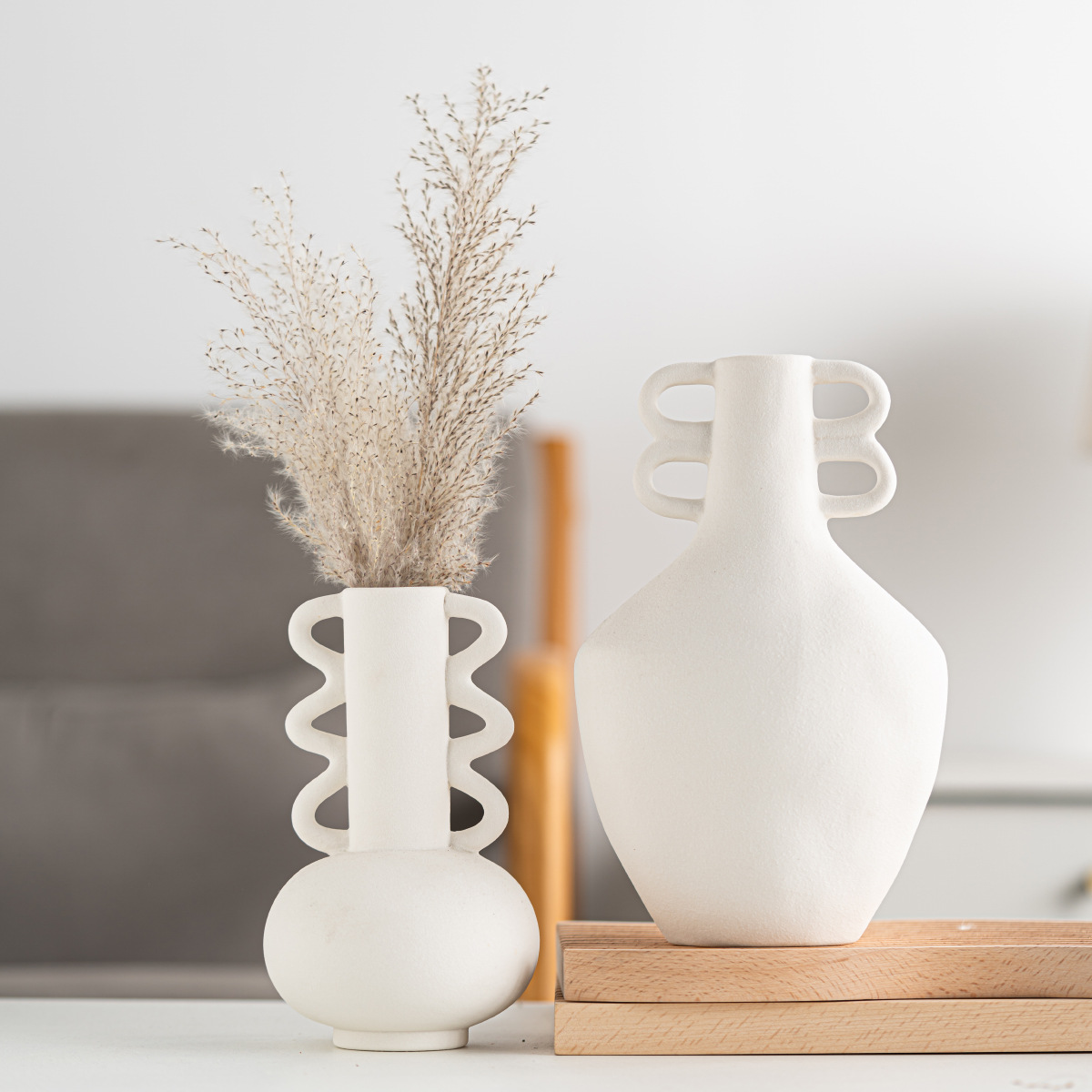 Ceramics, frosted corrugated simple shape, small mouth vase, light luxury and high-end home style - Image 2