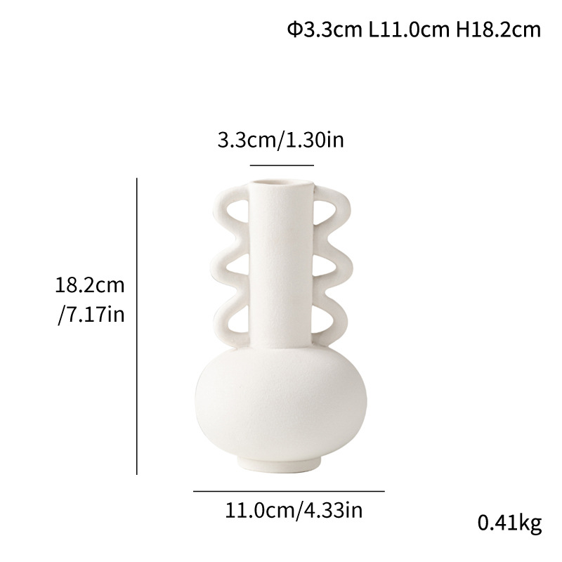 Ceramics, frosted corrugated simple shape, small mouth vase, light luxury and high-end home style - Image 4