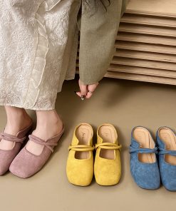 Baotou sandals for women in summer wear flat Birkenstock shoes half-tight women's shoes Mary Jane single shoes