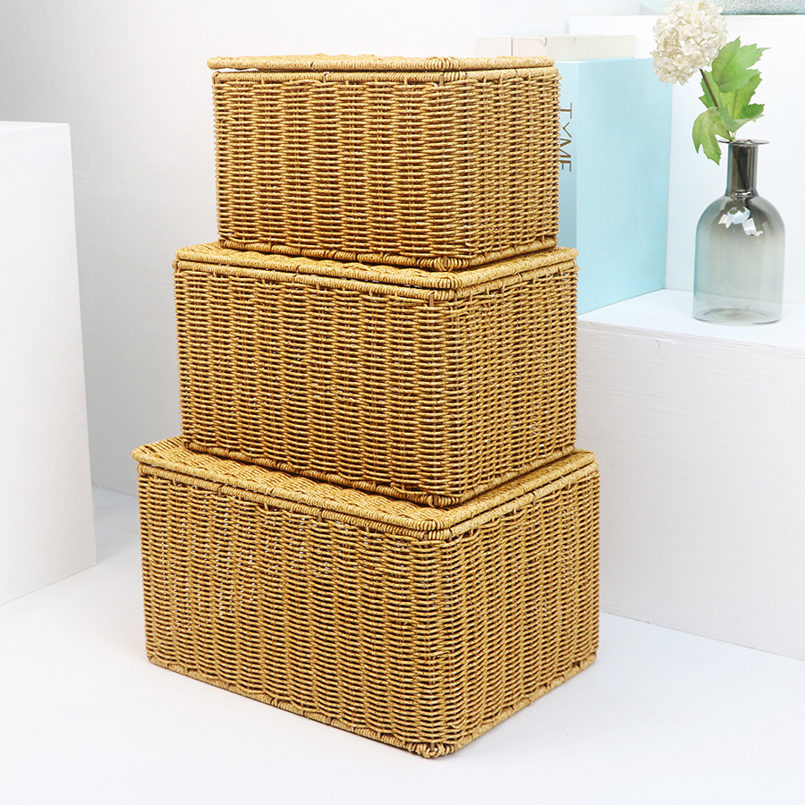 Imitation rattan storage basket household large capacity clothes, miscellaneous items, desktop snacks and toys to organize kitchen storage basket - Image 15
