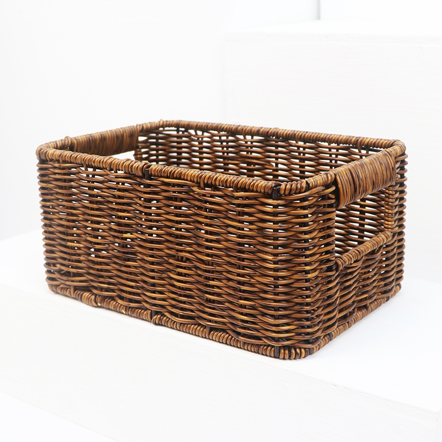 Imitation rattan storage basket household large capacity clothes, miscellaneous items, desktop snacks and toys to organize kitchen storage basket - Image 20