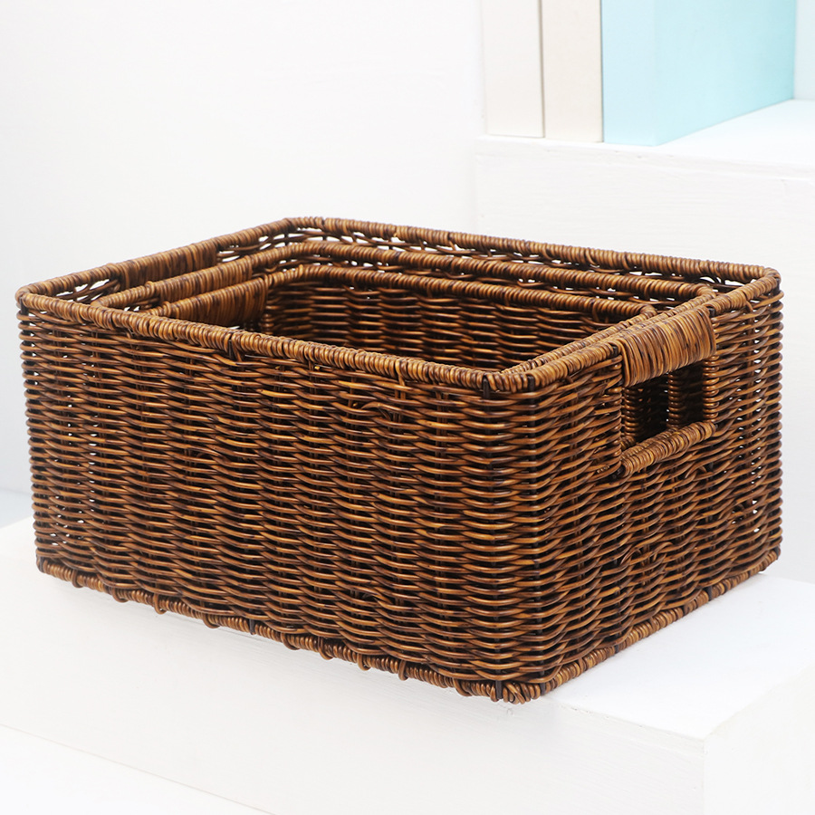 Imitation rattan storage basket household large capacity clothes, miscellaneous items, desktop snacks and toys to organize kitchen storage basket - Image 22