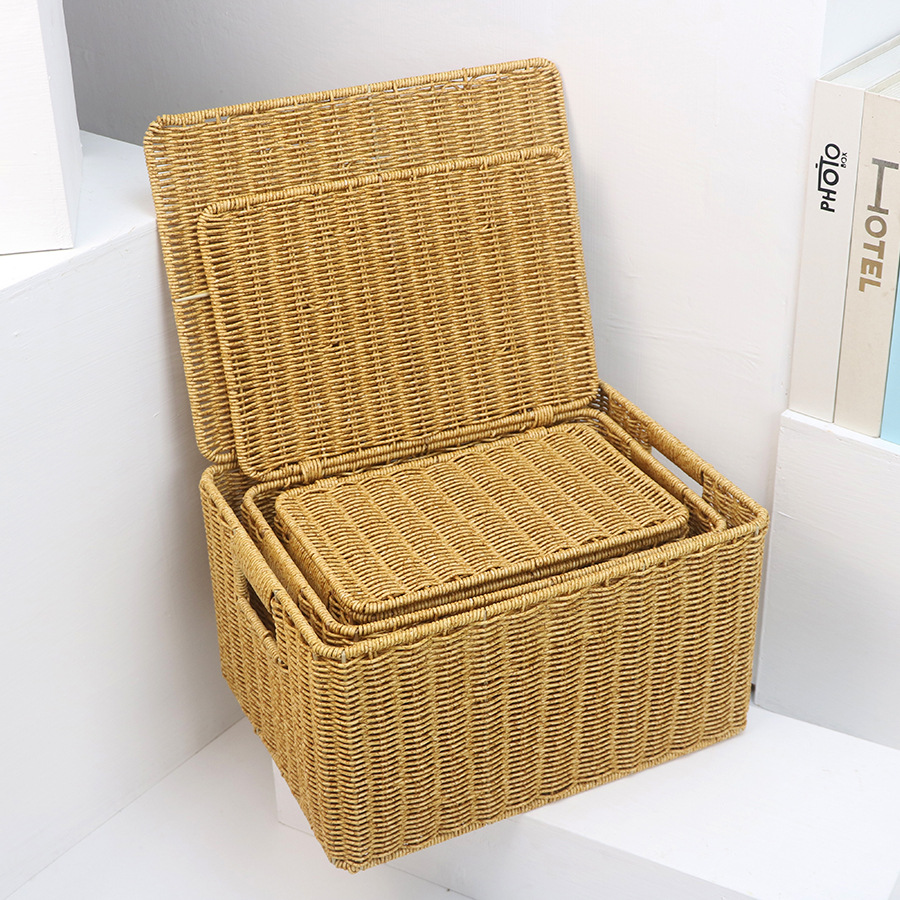 Imitation rattan storage basket household large capacity clothes, miscellaneous items, desktop snacks and toys to organize kitchen storage basket - Image 32
