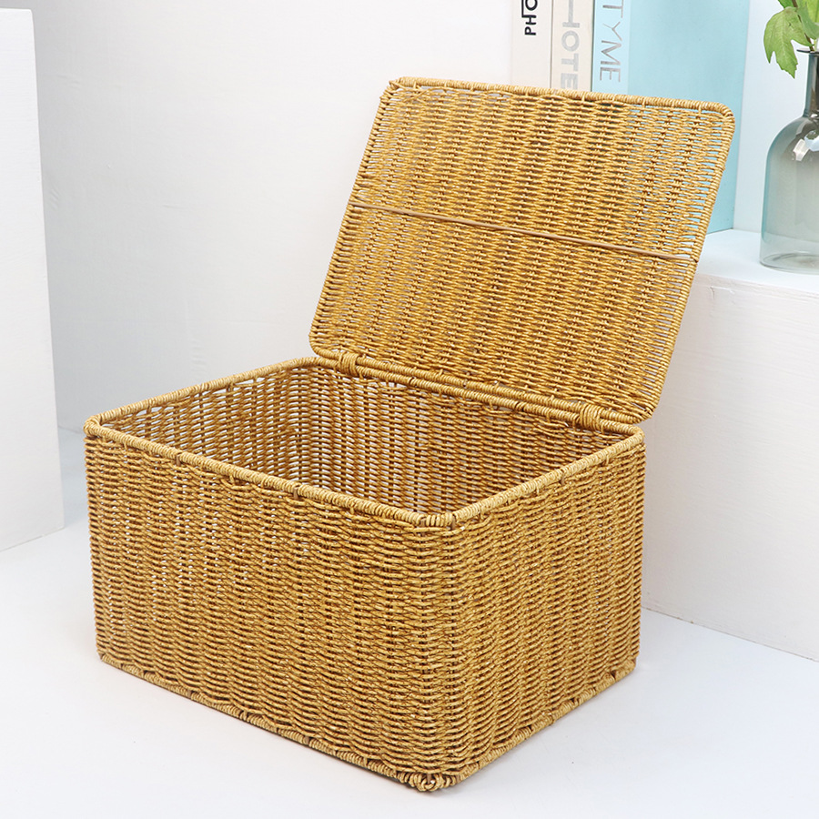 Imitation rattan storage basket household large capacity clothes, miscellaneous items, desktop snacks and toys to organize kitchen storage basket - Image 33