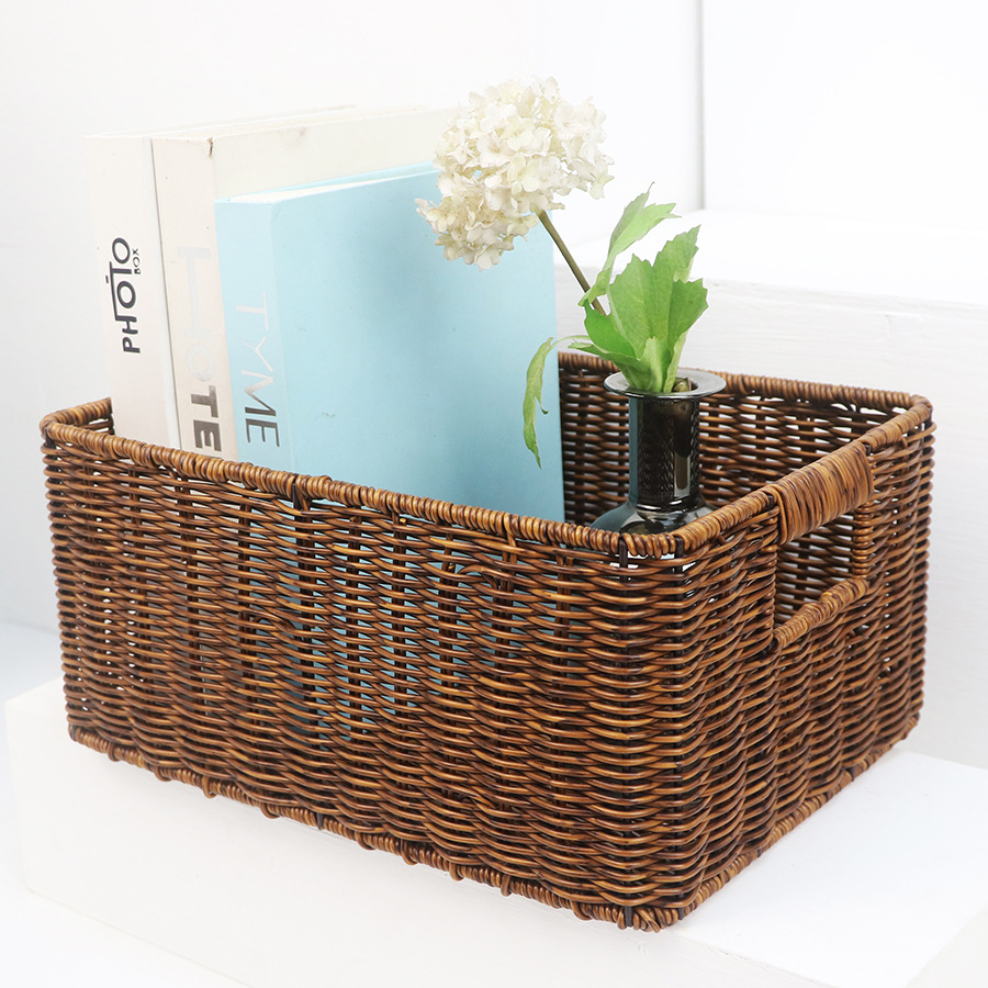 Imitation rattan storage basket household large capacity clothes, miscellaneous items, desktop snacks and toys to organize kitchen storage basket - Image 39
