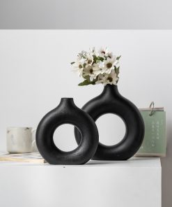 Modern simple circle ceramic vase light luxury high-end decorations home decorations