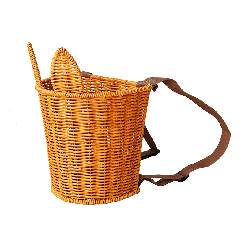 Imitation rattan rabbit backpack shopping basket children's outdoor picking picnic storage basket shoulder bracelet performance prop basket - Image 3
