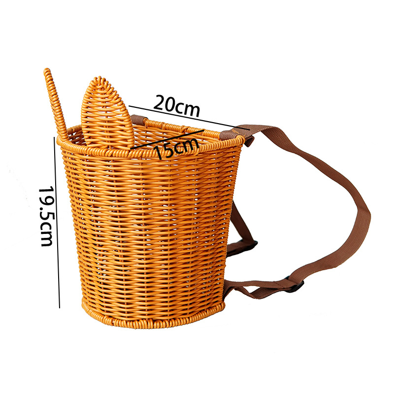 Imitation rattan rabbit backpack shopping basket children's outdoor picking picnic storage basket shoulder bracelet performance prop basket - Image 4