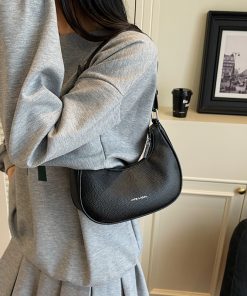 Soft leather underarm bag retro solid color dumpling bag one-shoulder handbag French temperament women's bag