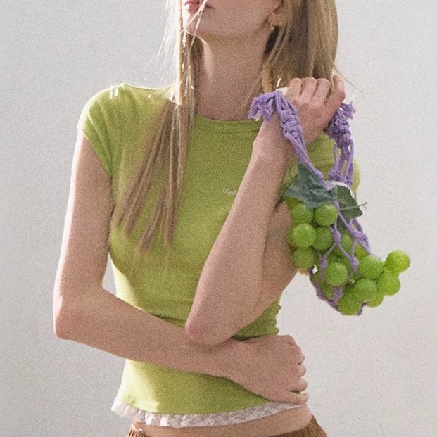 / "See yourself to make peace" Lace skin-friendly, antibacterial slimming tight short-sleeved shirt top - Image 3