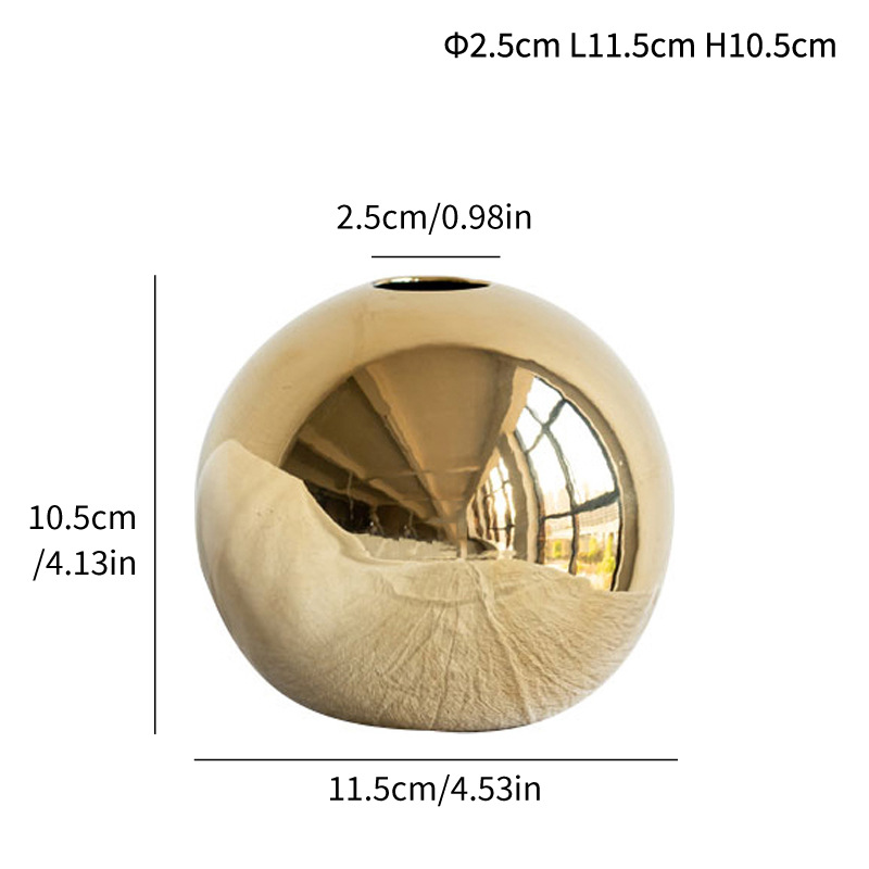 Small and light luxury electroplated glossy ball vase ceramic home decoration downstream - Image 9