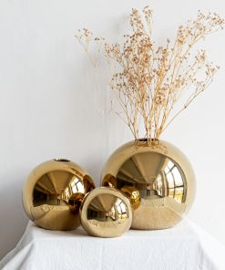 Small and light luxury electroplated glossy ball vase ceramic home decoration downstream