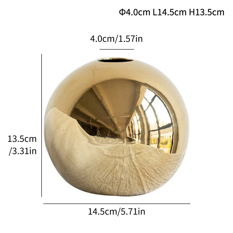 Small and light luxury electroplated glossy ball vase ceramic home decoration downstream - Image 5