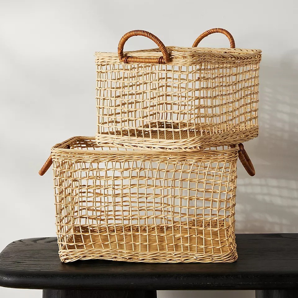 Natural rattan storage basket Indonesian rattan woven hollow handle basket fruit bread storage basket - Image 5