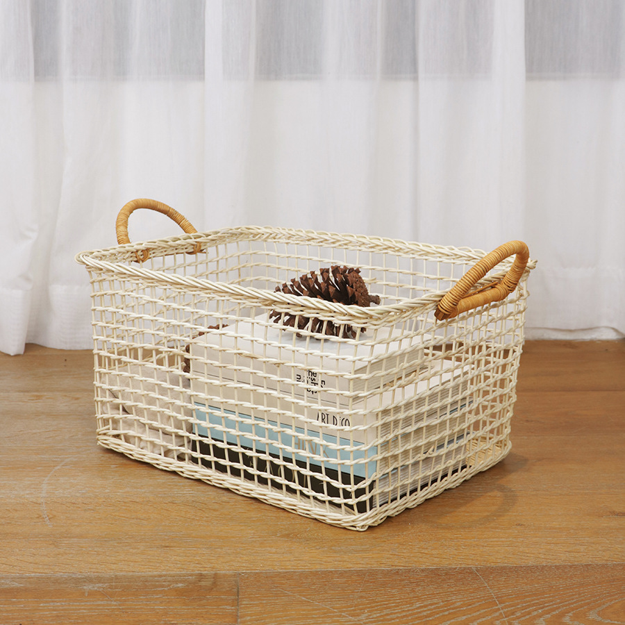 Natural rattan storage basket Indonesian rattan woven hollow handle basket fruit bread storage basket - Image 2