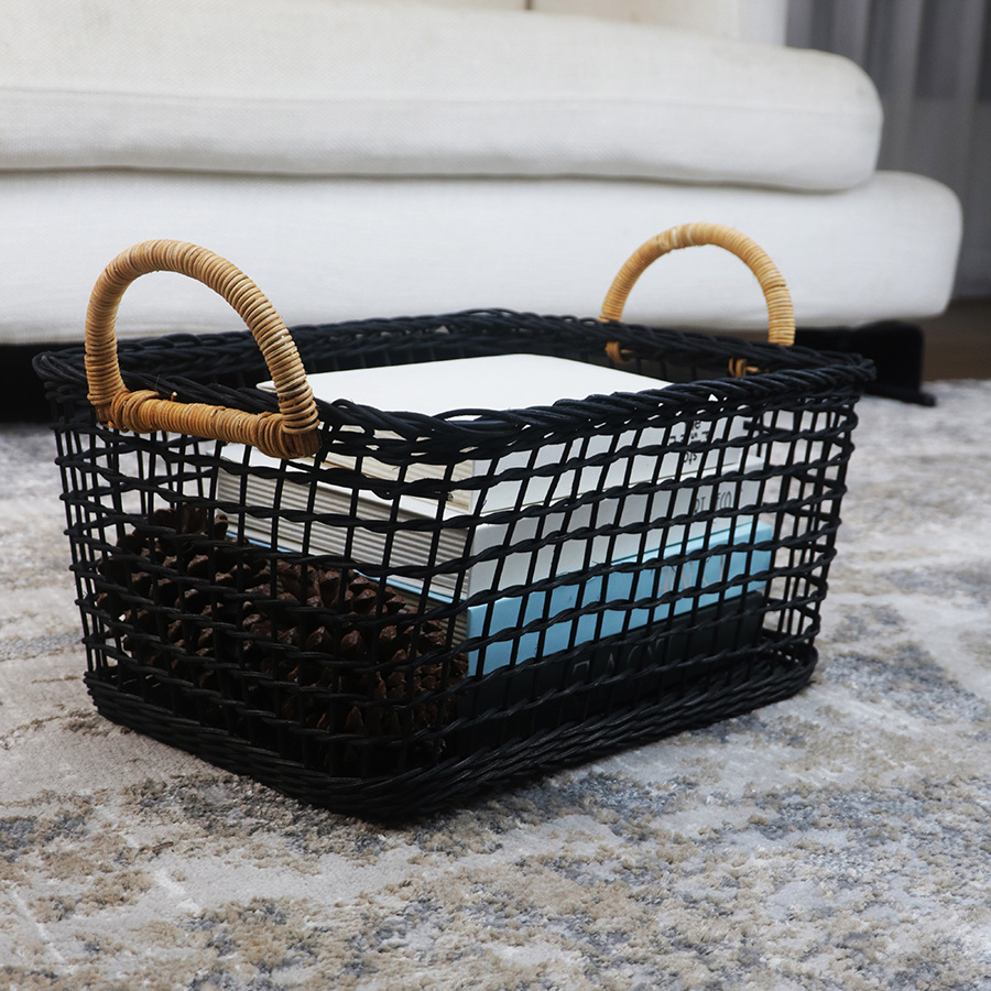Natural rattan storage basket Indonesian rattan woven hollow handle basket fruit bread storage basket - Image 6