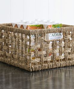 Hollow straw storage basket snack beverage miscellaneous basket Japanese simple hand-woven storage box