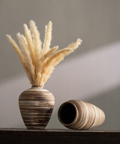 Modern simple Wasabi style stone pottery vase high-end flower arrangement light luxury home soft decoration ornaments