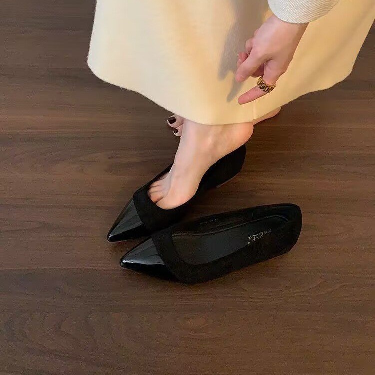 Inner heightened single shoes for women spring and summer French pointed toe Mary Jane shoes fairy with skirt shallow mouth evening shoes - Image 4