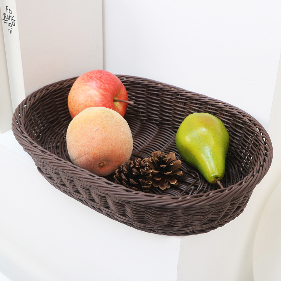 Imitation vine fruit basket rattan supermarket snack storage basket woven bread plastic fruit vegetable display basket balcony - Image 2