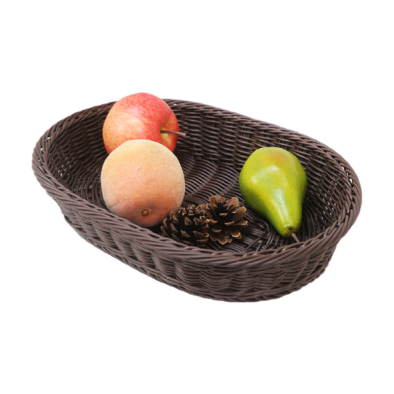 Imitation vine fruit basket rattan supermarket snack storage basket woven bread plastic fruit vegetable display basket balcony - Image 3