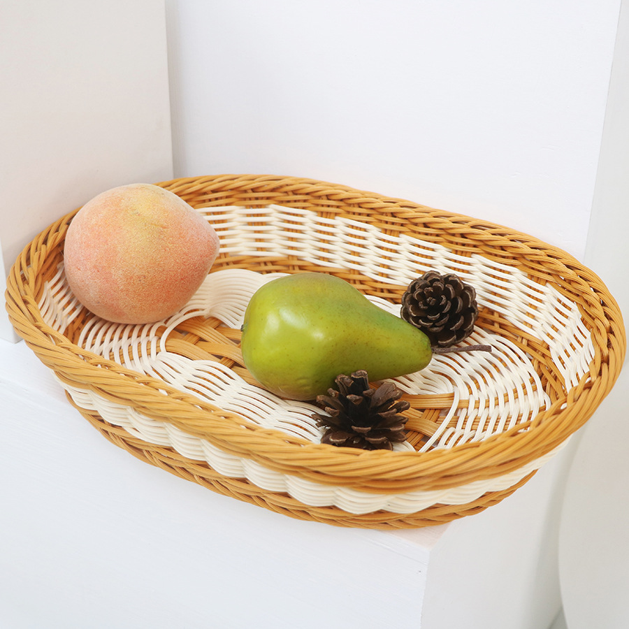 Imitation vine fruit basket rattan supermarket snack storage basket woven bread plastic fruit vegetable display basket balcony - Image 8