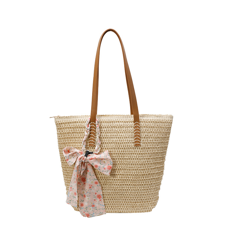 Summer straw woven bags for women commuting large capacity one-shoulder tote bags beach vacation woven beach bag - Image 12