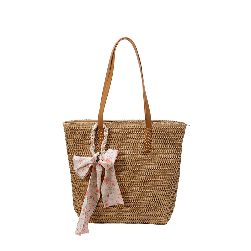 Summer straw woven bags for women commuting large capacity one-shoulder tote bags beach vacation woven beach bag - Image 13