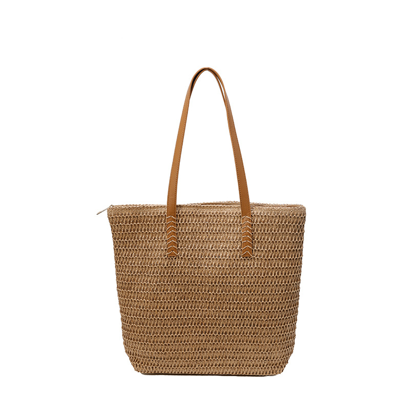 Summer straw woven bags for women commuting large capacity one-shoulder tote bags beach vacation woven beach bag - Image 5