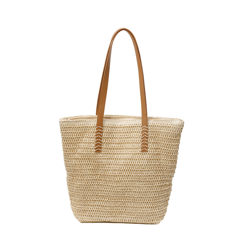 Summer straw woven bags for women commuting large capacity one-shoulder tote bags beach vacation woven beach bag - Image 6