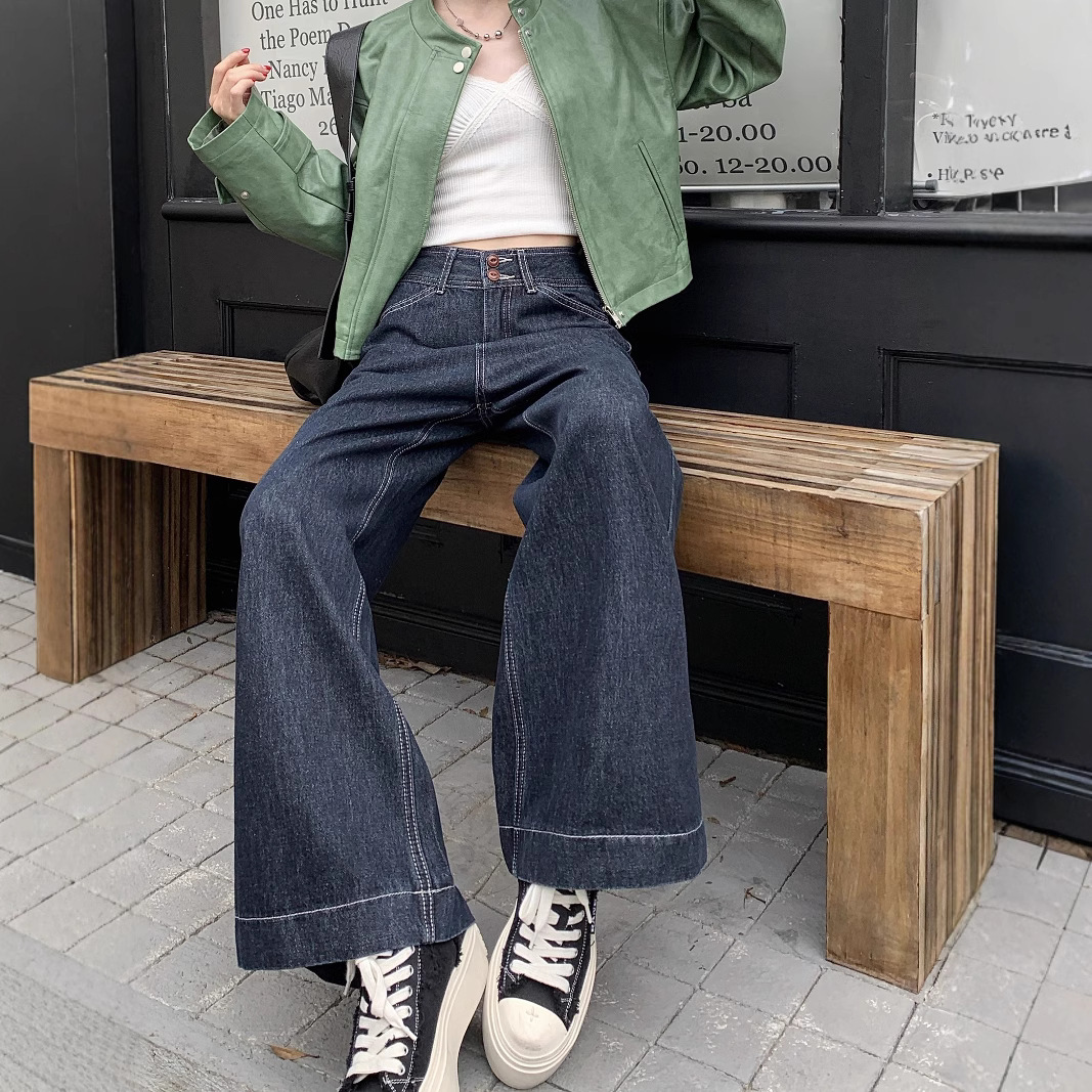 Real photos of summer loose and casual wide-leg pants for women with high waist small jeans trendy - Image 3