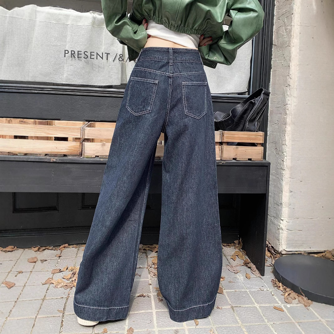 Real photos of summer loose and casual wide-leg pants for women with high waist small jeans trendy - Image 4