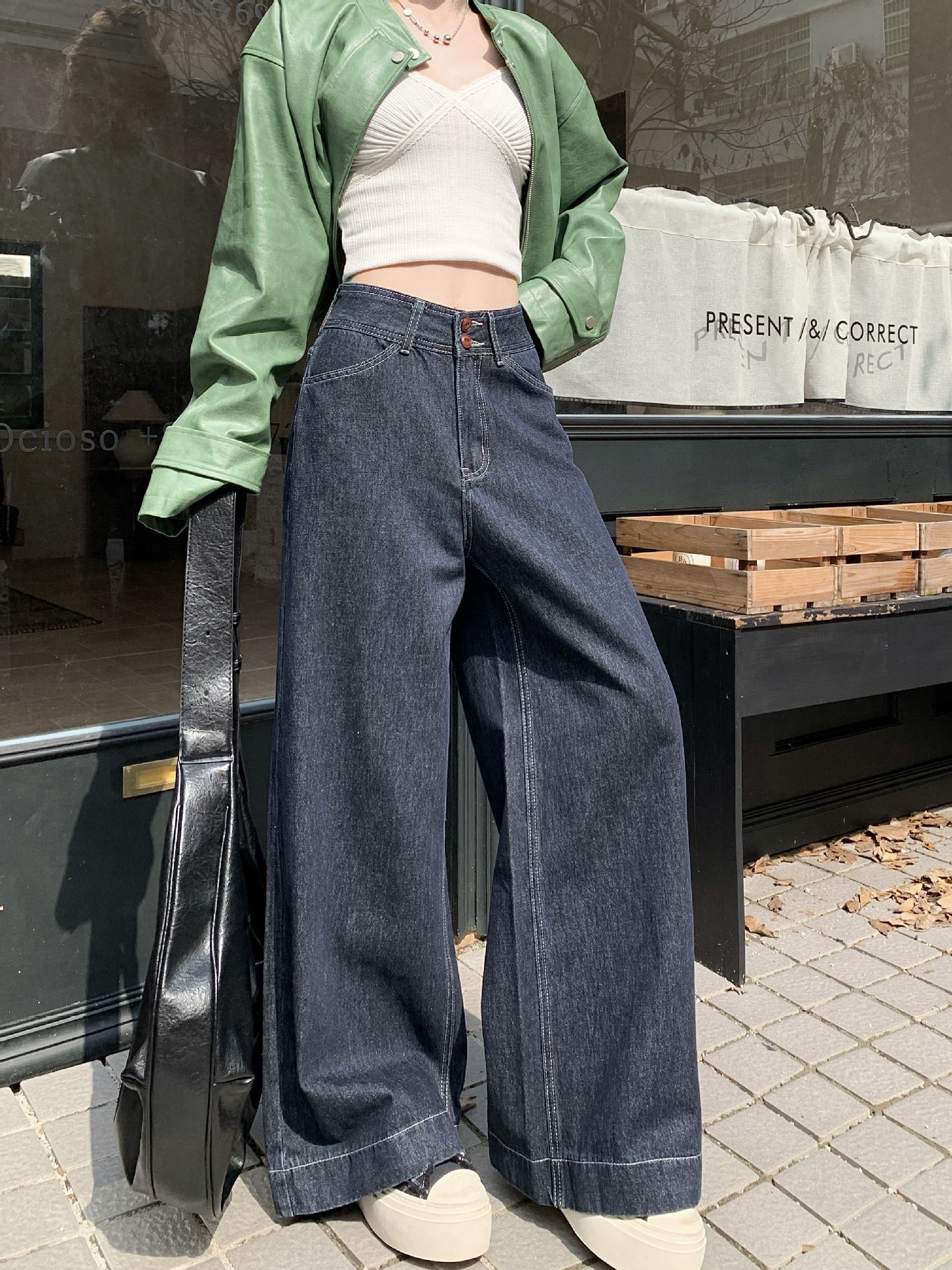 Real photos of summer loose and casual wide-leg pants for women with high waist small jeans trendy - Image 6