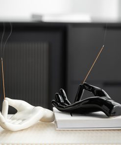 Wind black and white ceramic Buddha hand home decoration line incense ornaments support