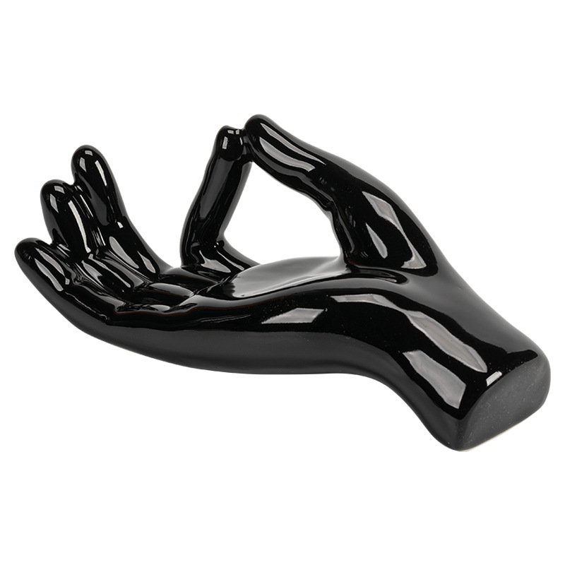 Wind black and white ceramic Buddha hand home decoration line incense ornaments support - Image 3