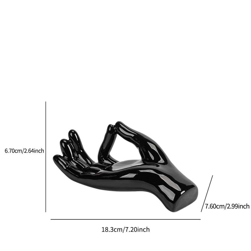 Wind black and white ceramic Buddha hand home decoration line incense ornaments support - Image 5