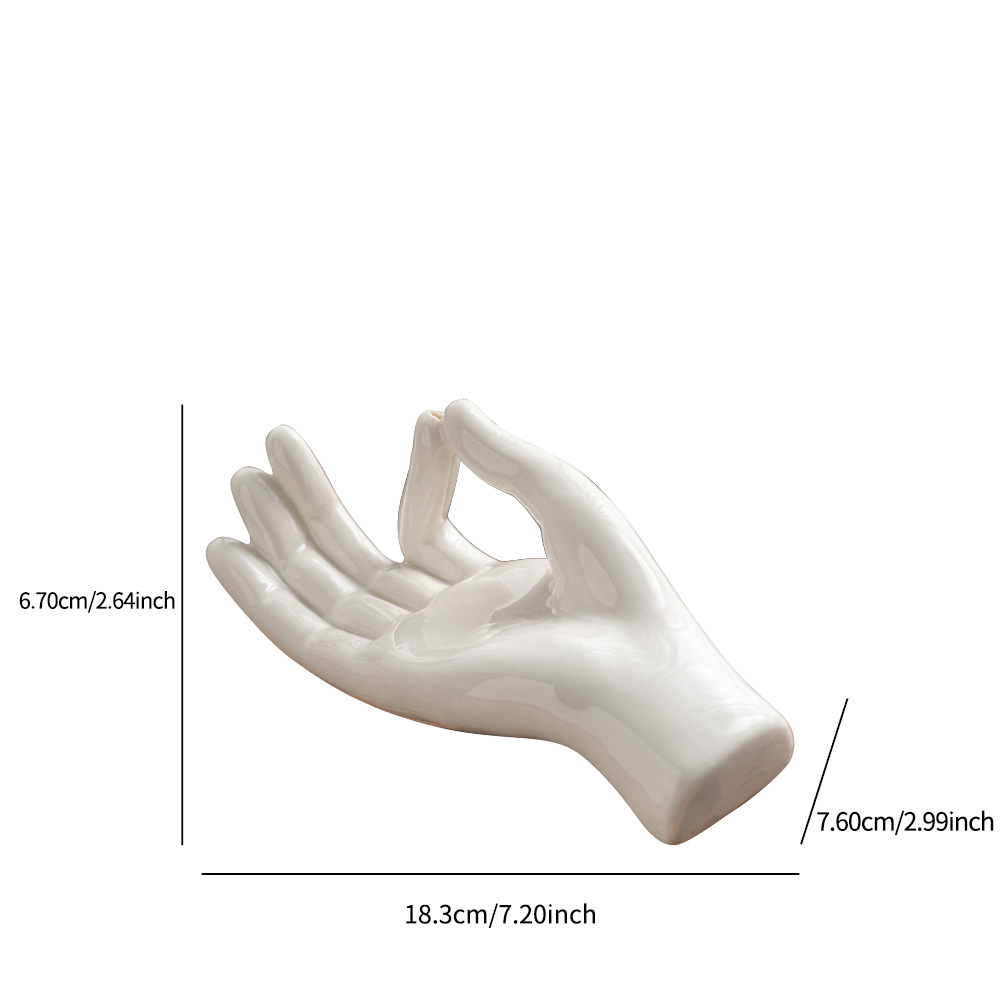 Wind black and white ceramic Buddha hand home decoration line incense ornaments support - Image 7