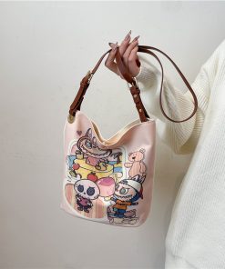 Cartoon large-capacity canvas bag female college student commuting out shoulder bag crossbody bag trendy toy bag