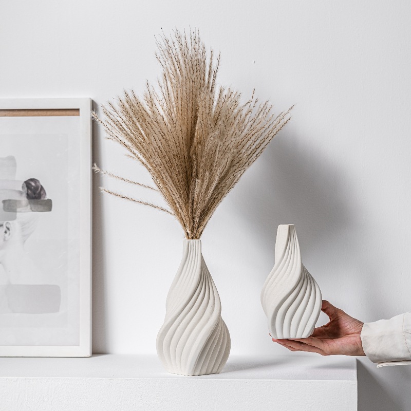 European flower arrangizer conical vertical pattern ceramic vase light luxury high-end home soft decoration ornaments - Image 6