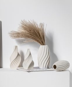 European flower arrangizer conical vertical pattern ceramic vase light luxury high-end home soft decoration ornaments