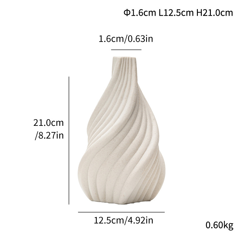 European flower arrangizer conical vertical pattern ceramic vase light luxury high-end home soft decoration ornaments - Image 5