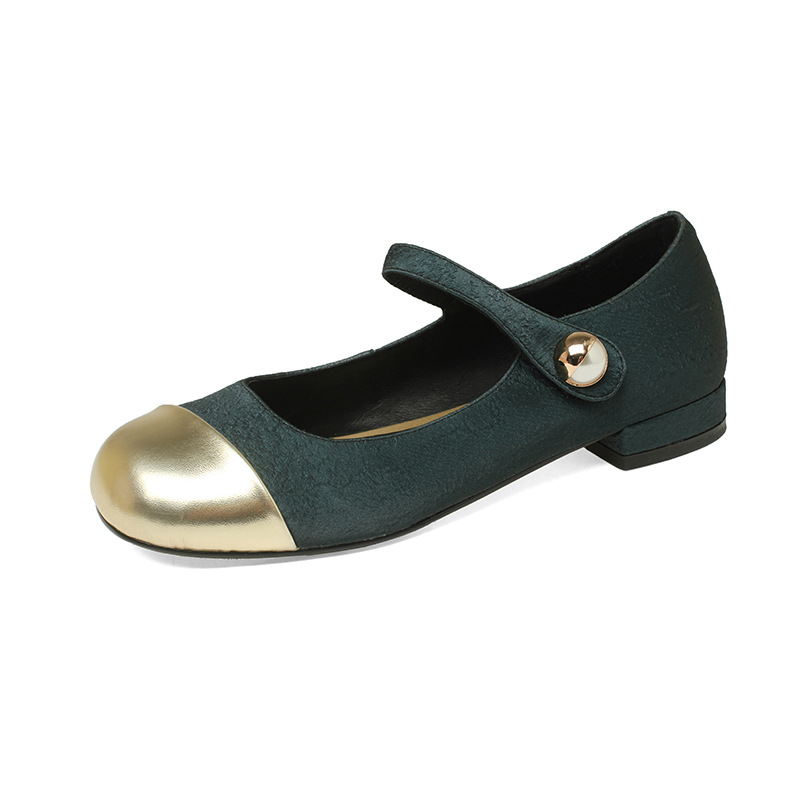 New Year's little fragrant style color-blocking Mary Zhen shoes for women's spring simple single shoes light mouth round toe flat shoes cute - Image 9