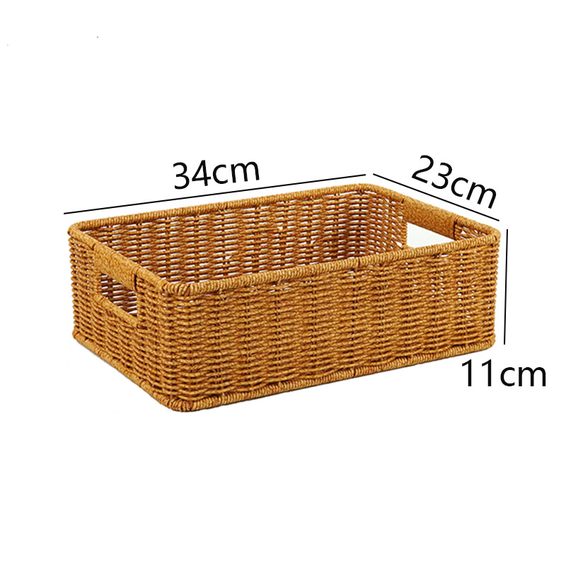 Imitation rattan tea table storage basket living room TV cabinet drawer storage basket desktop snack cosmetic storage basket - Image 9