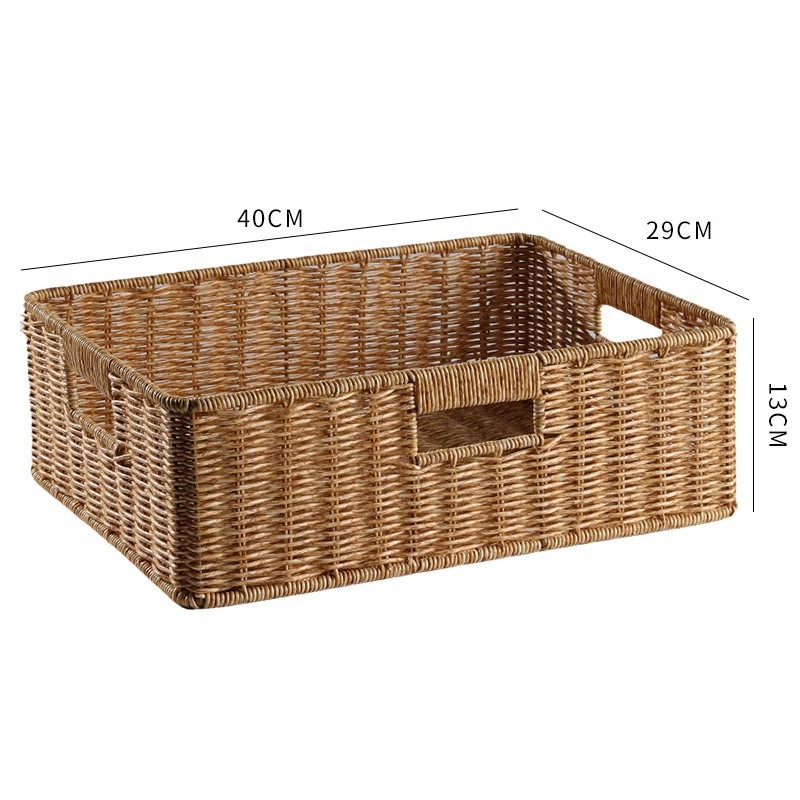 Imitation rattan tea table storage basket living room TV cabinet drawer storage basket desktop snack cosmetic storage basket - Image 11